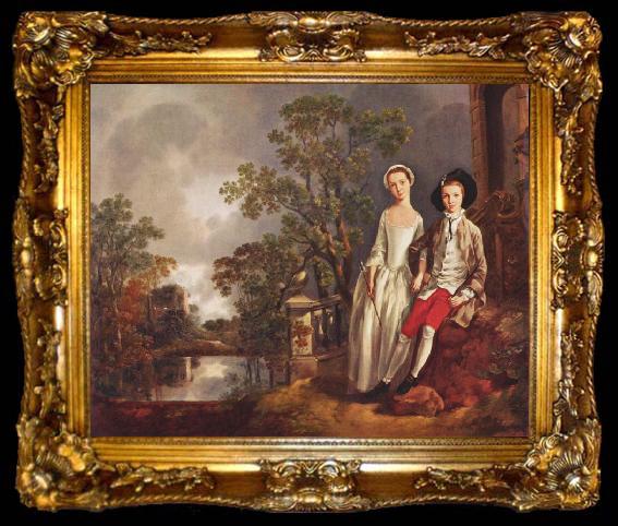 framed  GAINSBOROUGH, Thomas Portrat des Heneage Lloyd und seiner Schwester, ta009-2